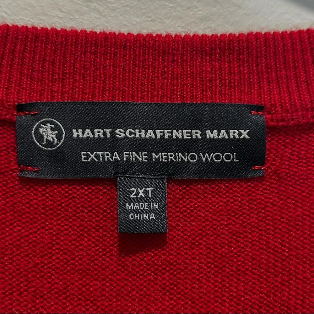 Men’s Red Merino Wool V-Neck Sweater Vest - Size 2XT